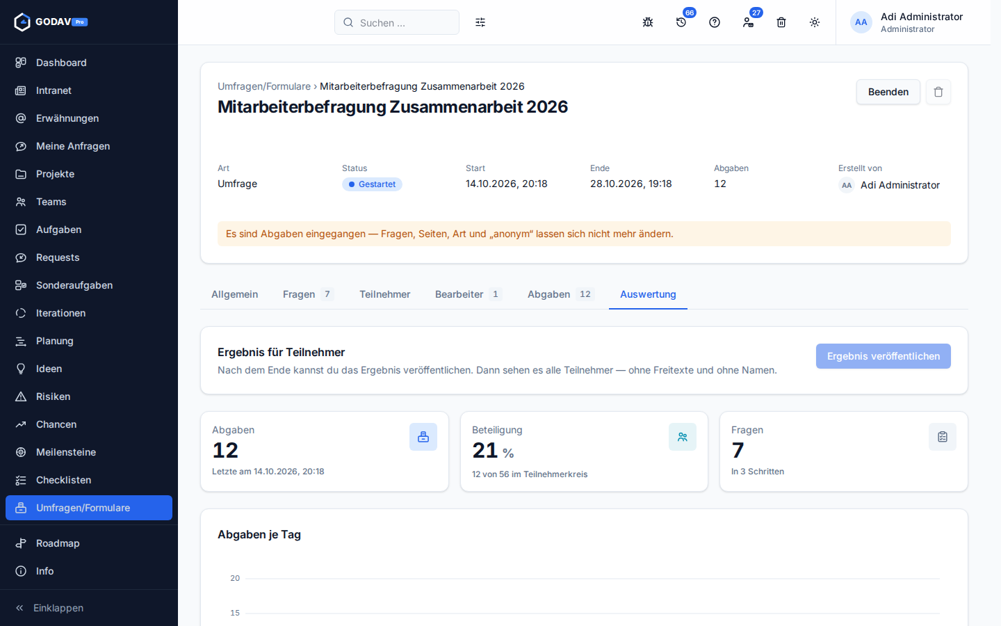 Die Auswertung einer Umfrage mit Kennzahlen